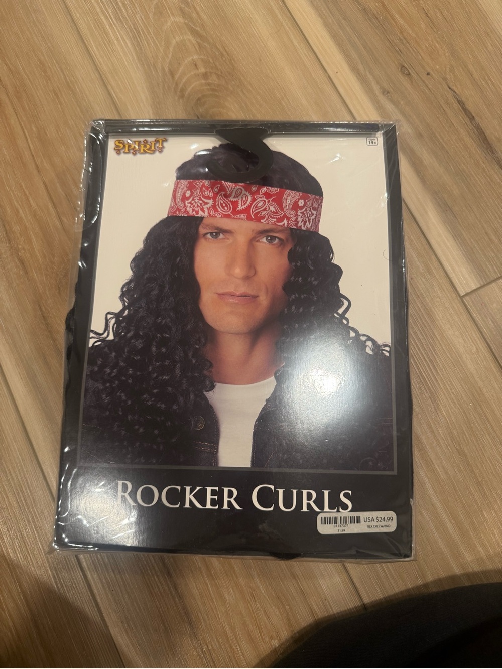 Spirit Long Curly Black Wig with Red Bandana